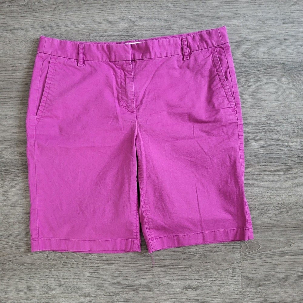 J.Crew Bermuda Shorts Womens 6 Magenta Pink Chino Cotton Stretch 9 Inch Inseam